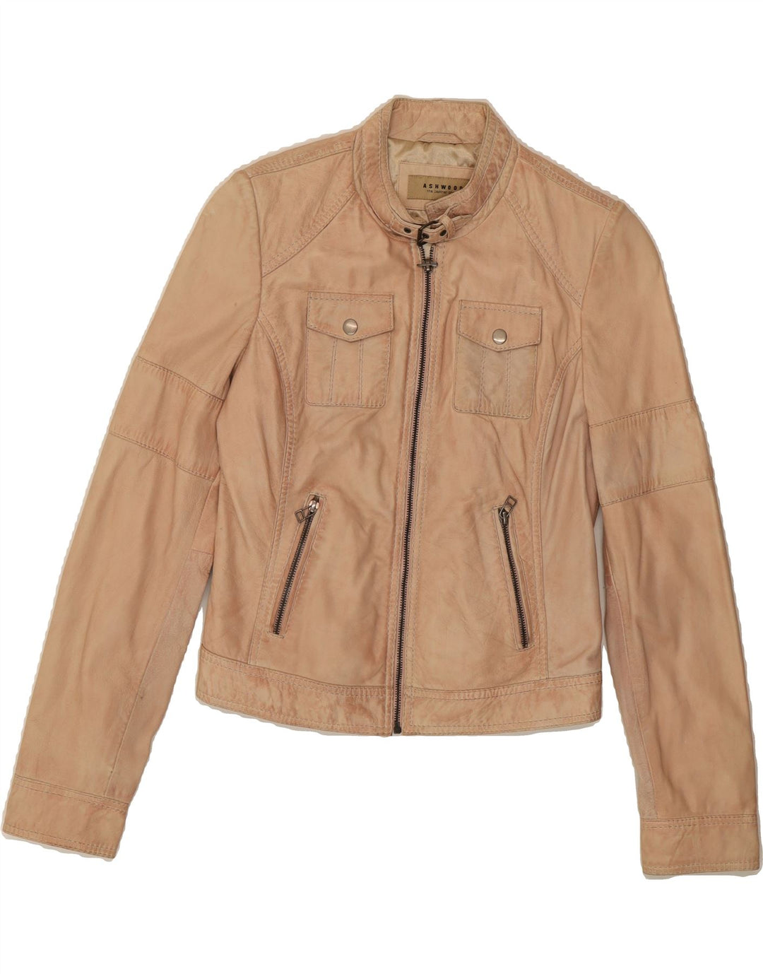 ASHWOOD Womens Leather Jacket UK 10 Small Pink Leather Vintage Ashwood and Second-Hand Ashwood from Messina Hembry 