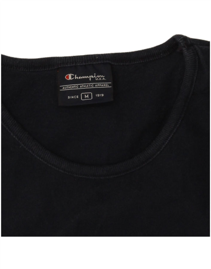 Champion Dame Grafisk T-Shirt Top UK 12 Medium Navy Blue