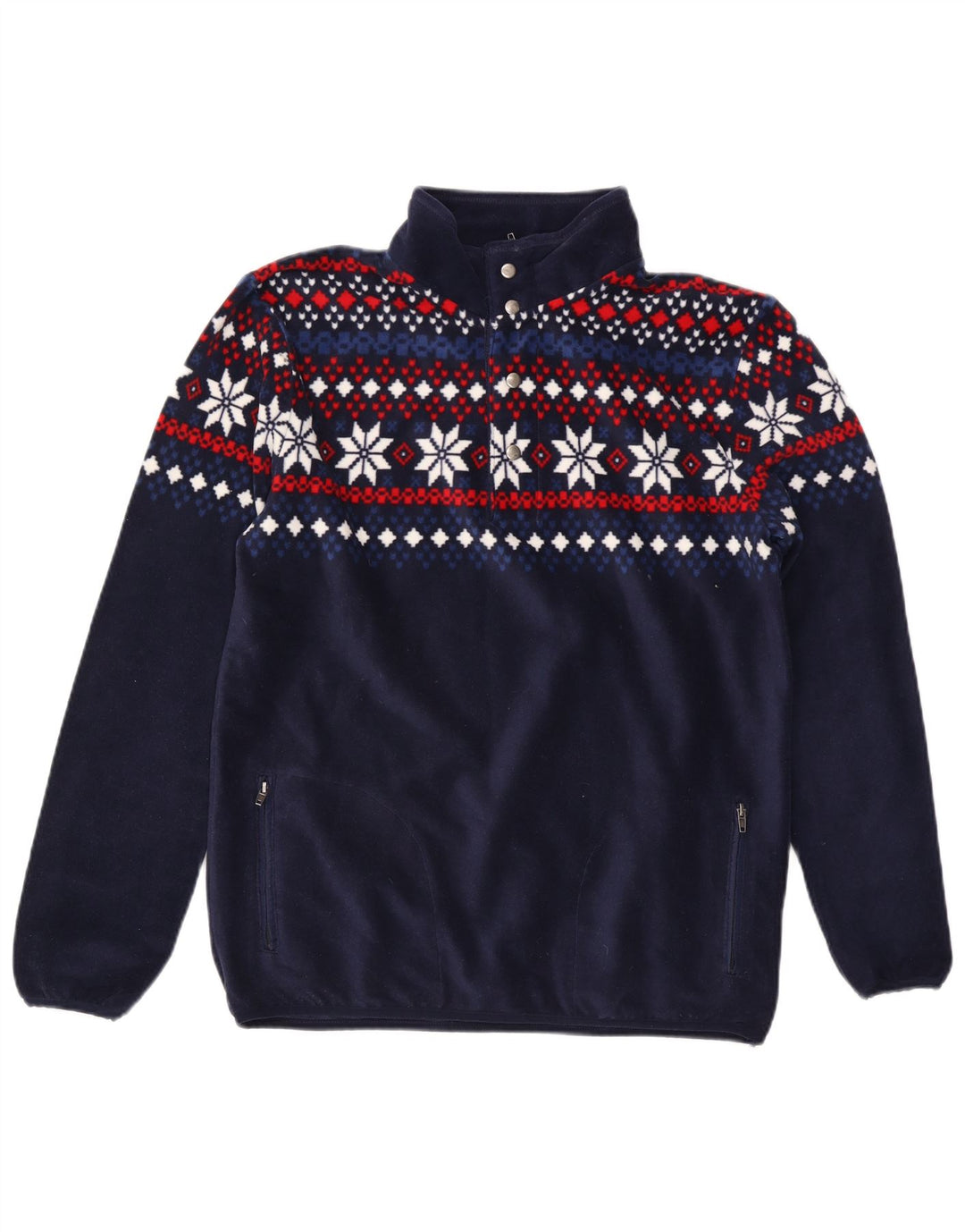 TCM Herre Zip Neck Pullover Træningsdragt Top Medium Navy Blue Fair Isle