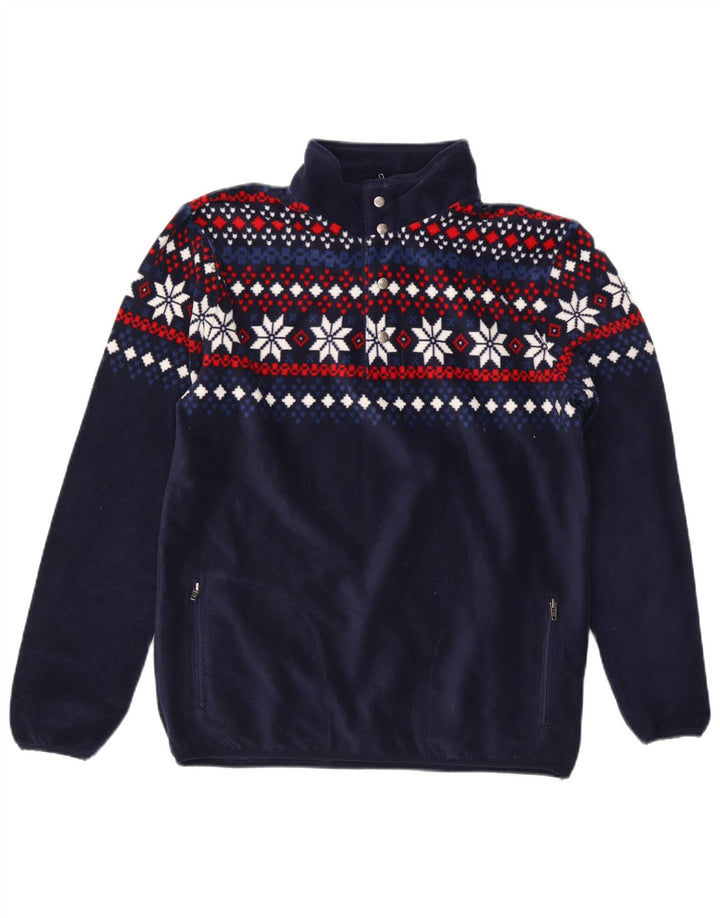 TCM Herre Zip Neck Pullover Træningsdragt Top Medium Navy Blue Fair Isle