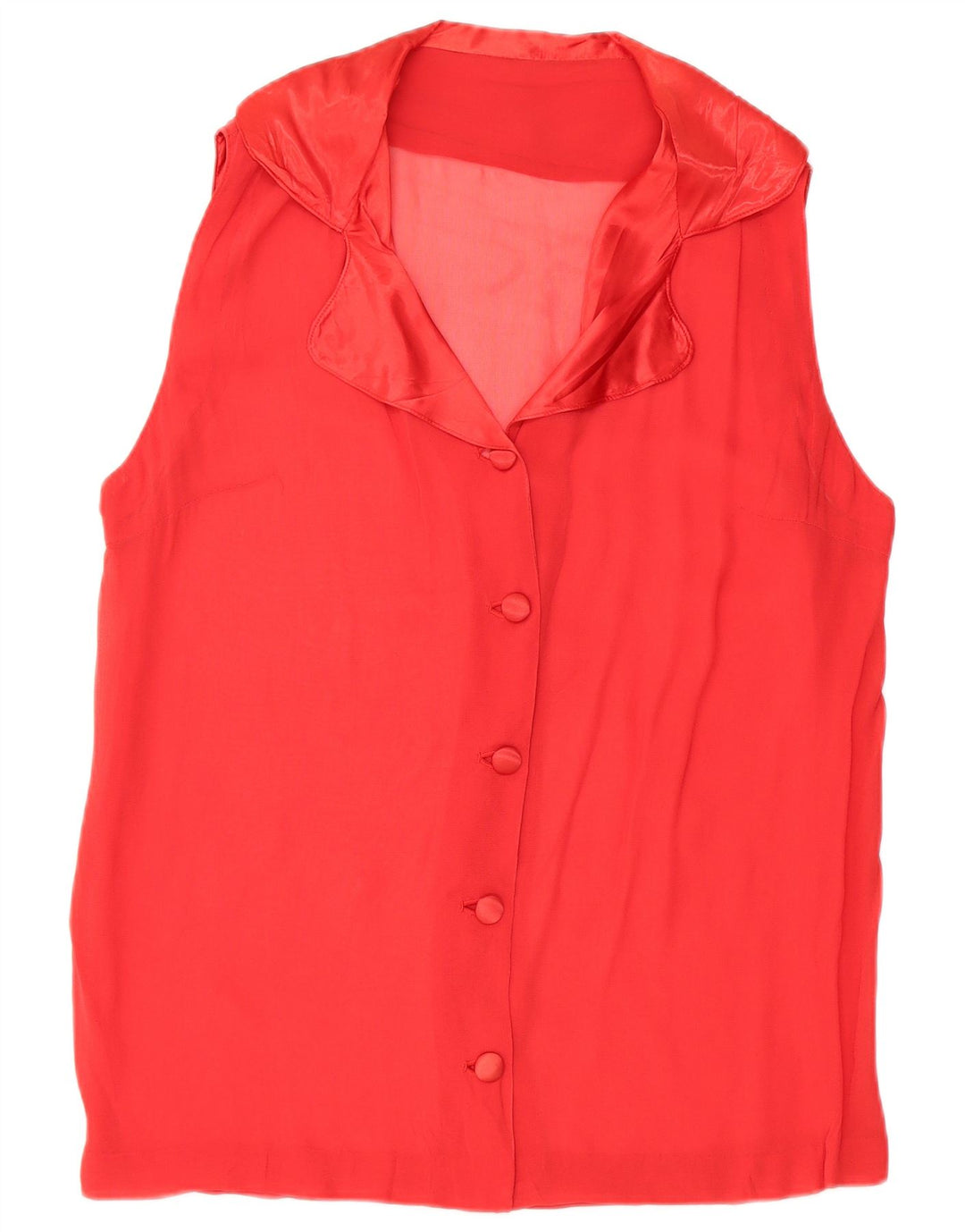 VINTAGE Dame ærmeløs skjortebluse UK 16 Large Red