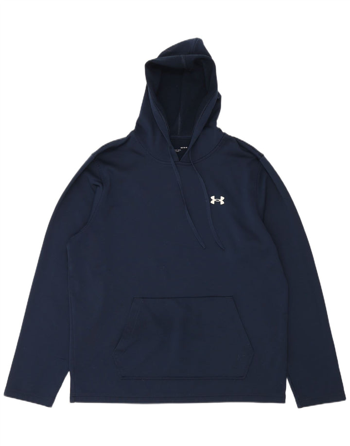 UNDER ARMOUR Mens Hoodie Jumper Large Navy Blue Polyester