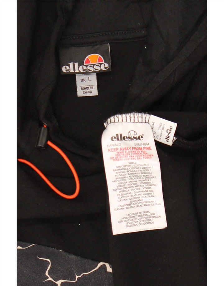 Ellesse Herre Hættetrøje Jumper Stor Sort Geometrisk Bomuld