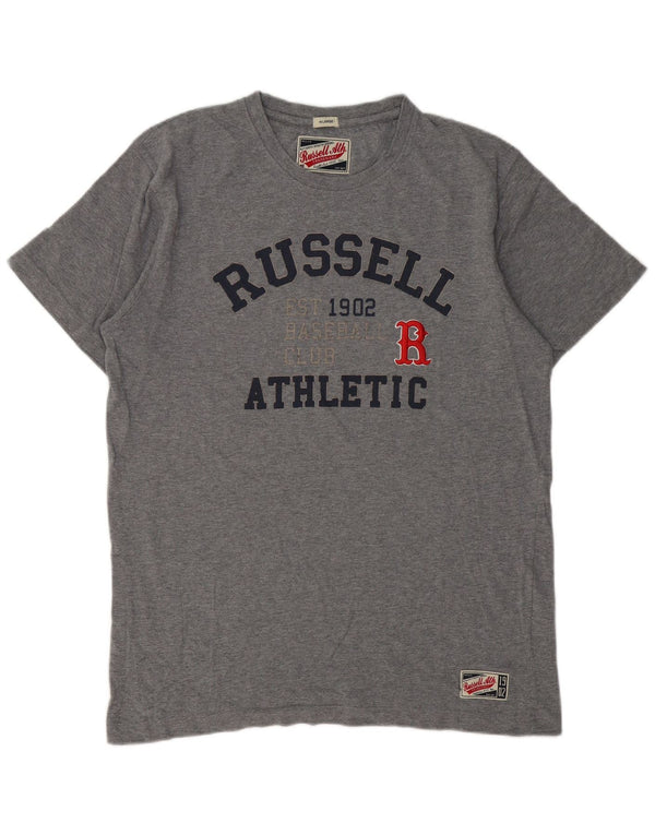 Russell Athletic Herre grafisk T-shirt Top XL Grå Flecked Bomuld