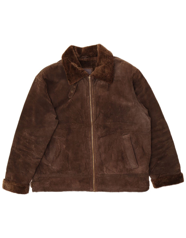 TCM Shearling-jakke til kvinder UK 28/30 3XL brunt læder