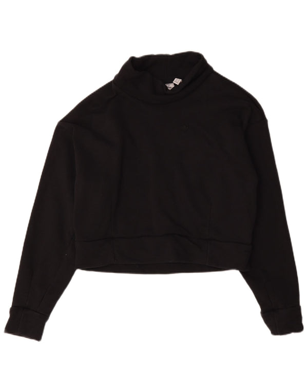 Adidas Womens Crop Oversized Sweatshirt Jumper UK 6 XS Sort bomuld