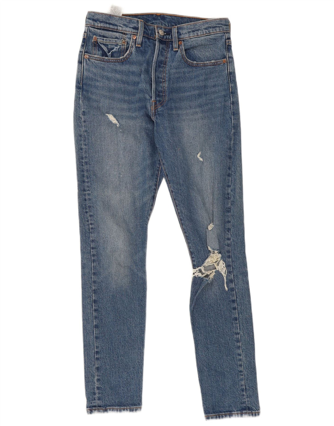 Levi's Womens 501 Distressed Slim Jeans W27 L30 Blå Bomuld
