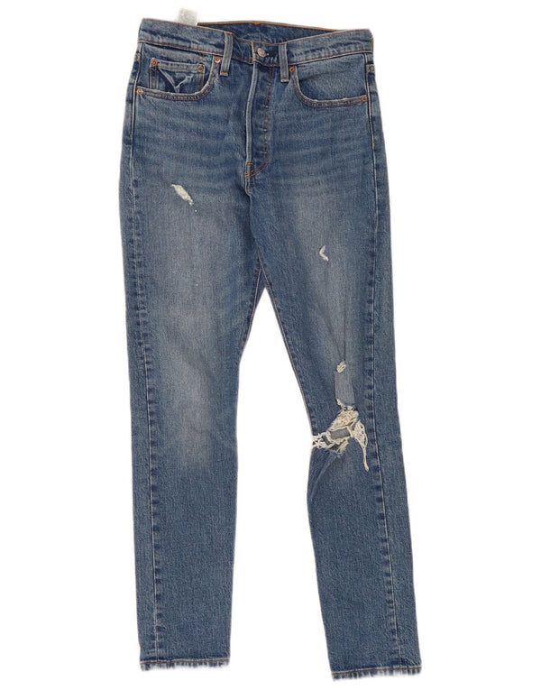 Levi's Womens 501 Distressed Slim Jeans W27 L30 Blå Bomuld
