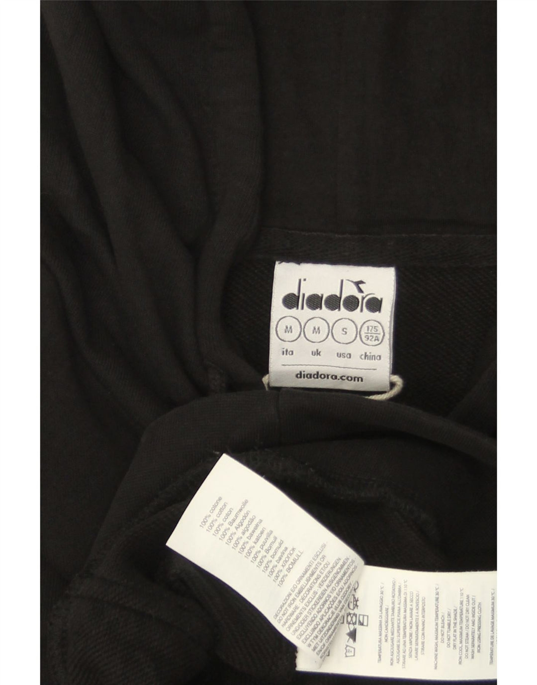 DIADORA Grafisk hættetrøje til mænd mellem sort bomuld