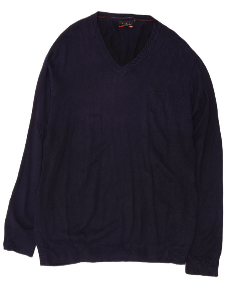 PIERRE CARDIN Herre V-hals sweater 2XL Marineblå Akryl