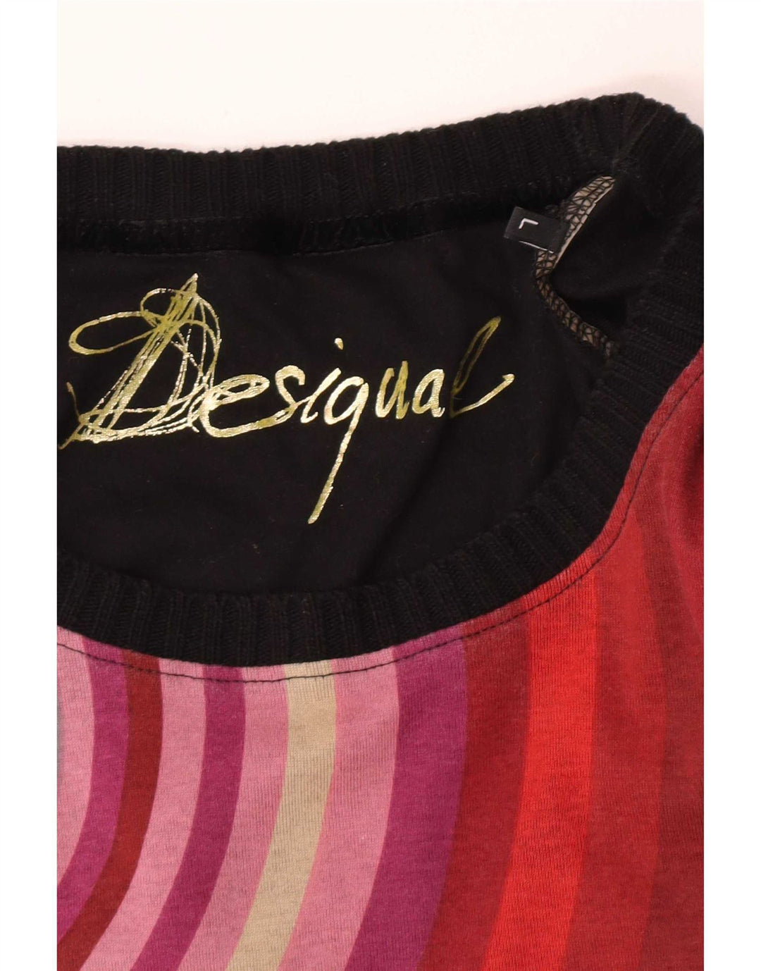 Desigual Dame Grafisk Top Langærmet UK 14 Stor Sort Stribet