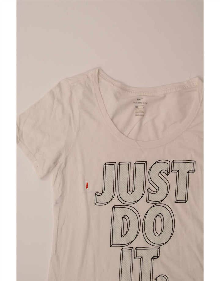 NIKE Womens Graphic T-Shirt Top UK 10 Small White Vintage Nike and Second-Hand Nike from Messina Hembry 