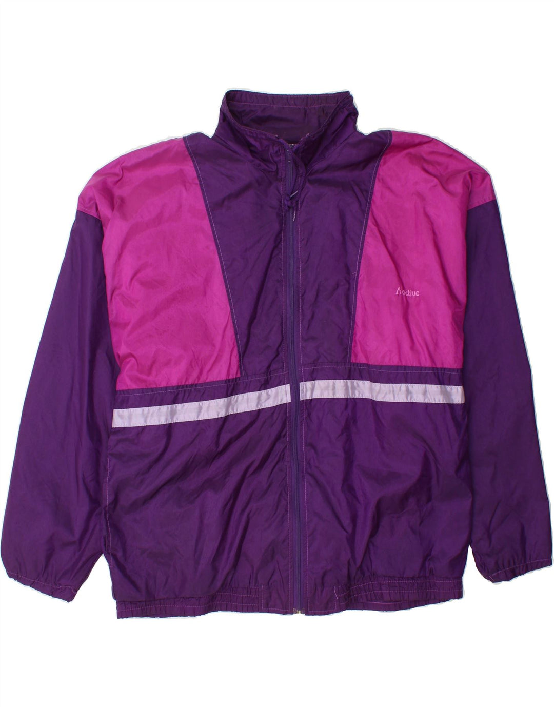 ACTIVE Womens Tracksuit Top Jacket UK 20 2XL Purple Colourblock Polyamide Vintage Active and Second-Hand Active from Messina Hembry 