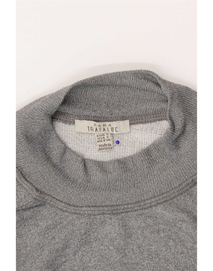 Zara Dame Grafisk Oversized Sweatshirt Jumper UK 10 Lille Grå