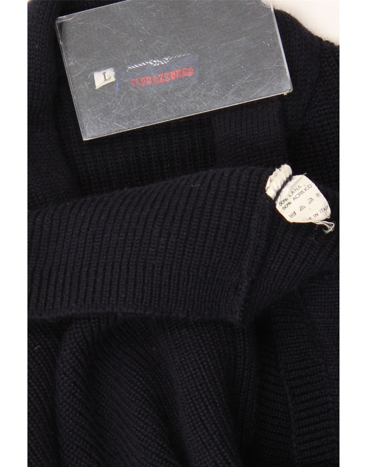 Azzurro Herre cardigan sweater Stor marineblå uld