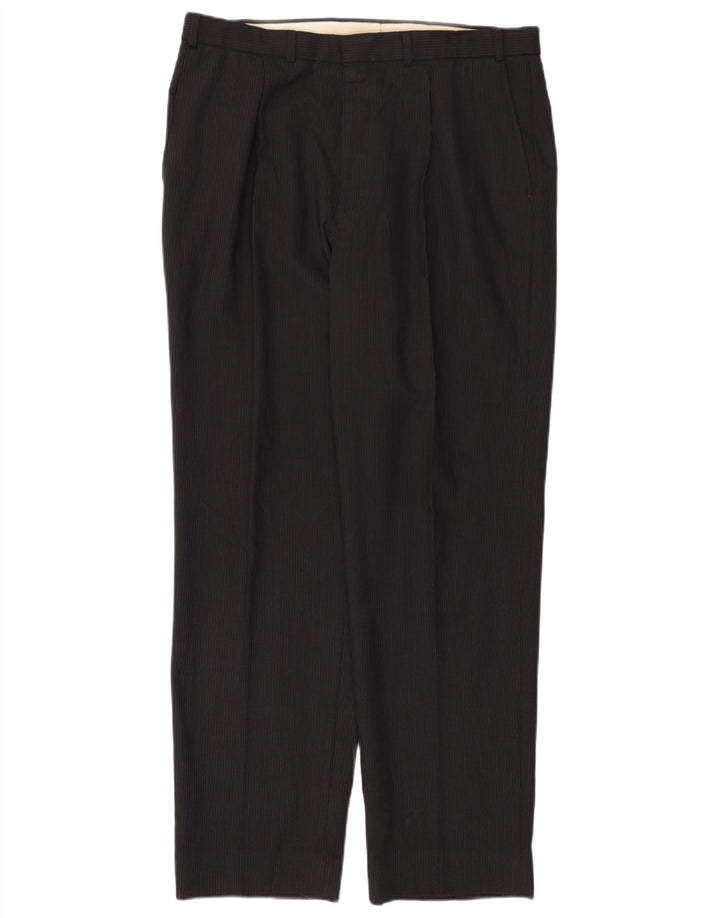 Marks & Spencer Herre Pegged Suit Bukser W36 L33 Sort nålestribet polyester