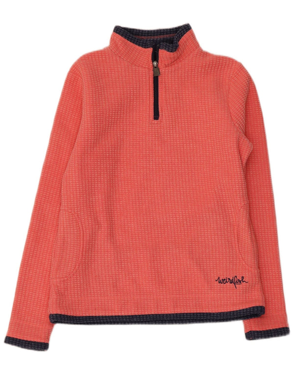 WEIRD FISH Dame Oversized Zip Neck Fleece Jumper UK 10 Small Orange