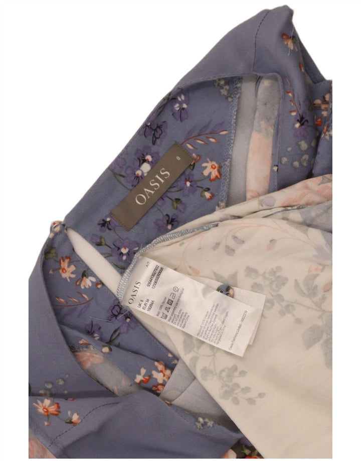 Oasis Dame ærmeløs bluse Top UK 8 Small Multicolored Floral Viscose