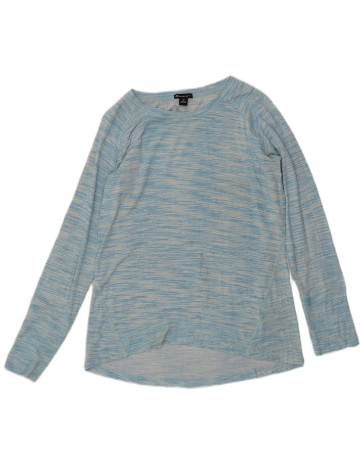 CHAMPION Dame Sweatshirt Jumper UK 14 Medium Blue Flecked Rayon