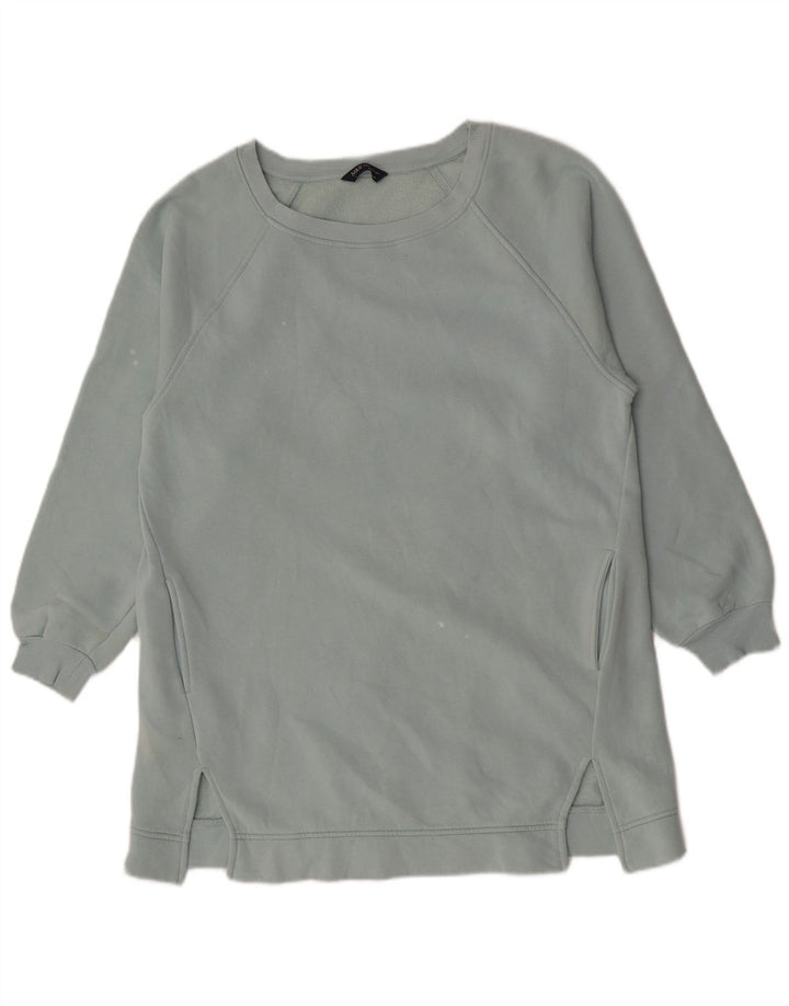 Marks & Spencer Dame Longline Sweatshirt Jumper UK 14 Medium Blue Cotton