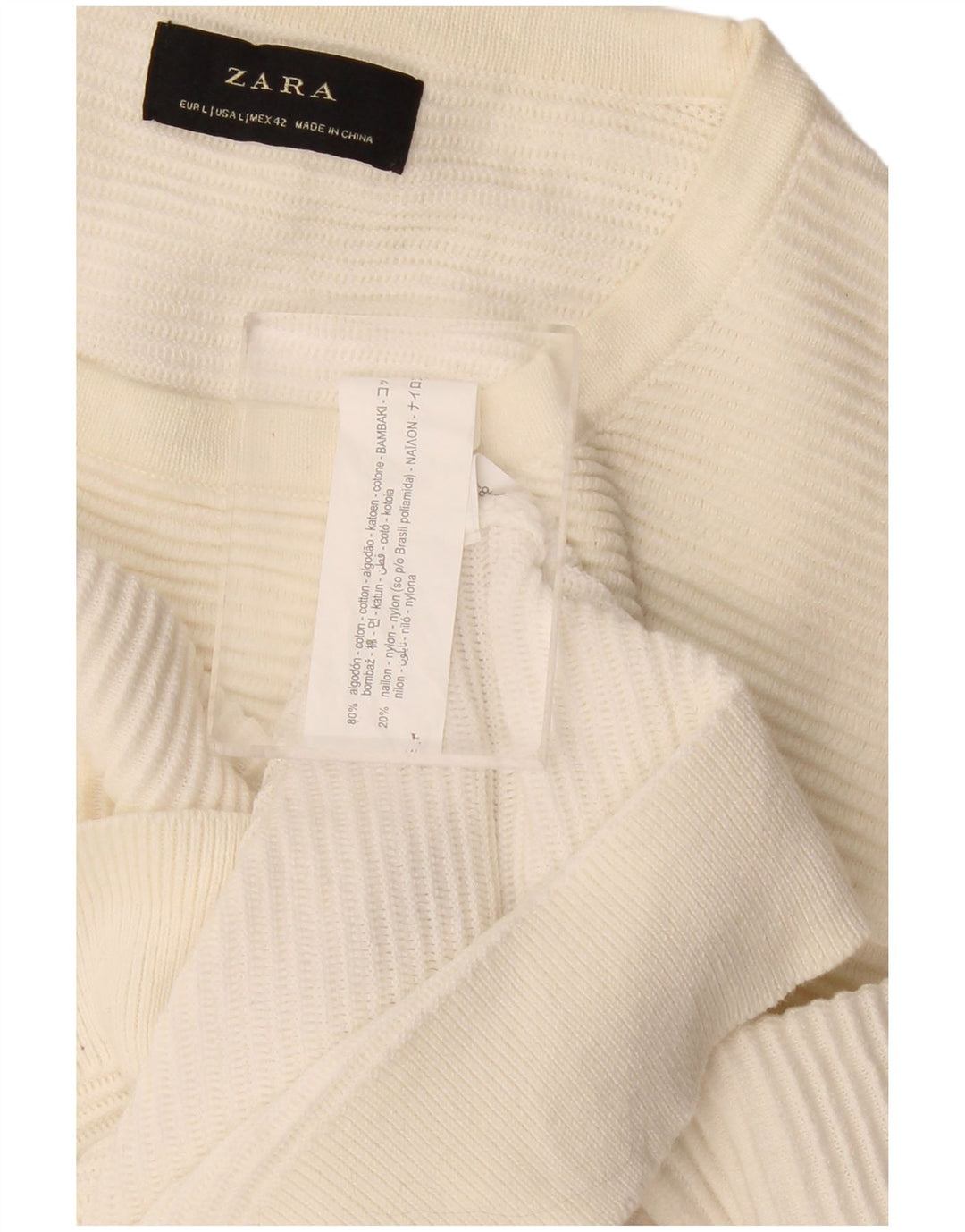 Zara herre sweater med rund hals, stor off white bomuld