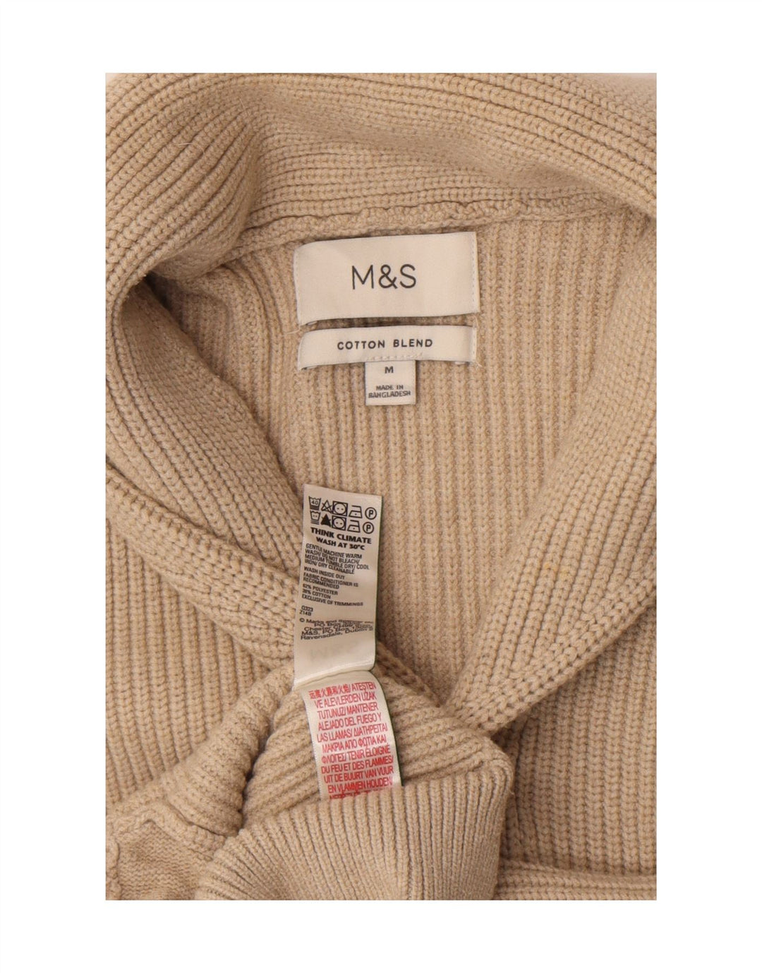 Marks & Spencer Herre cardigan sweater Medium Beige Polyester