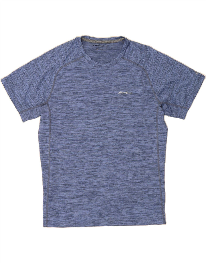 EDDIE BAUER Mens T-Shirt Top Large Blue Flecked Polyester Vintage Eddie Bauer and Second-Hand Eddie Bauer from Messina Hembry 
