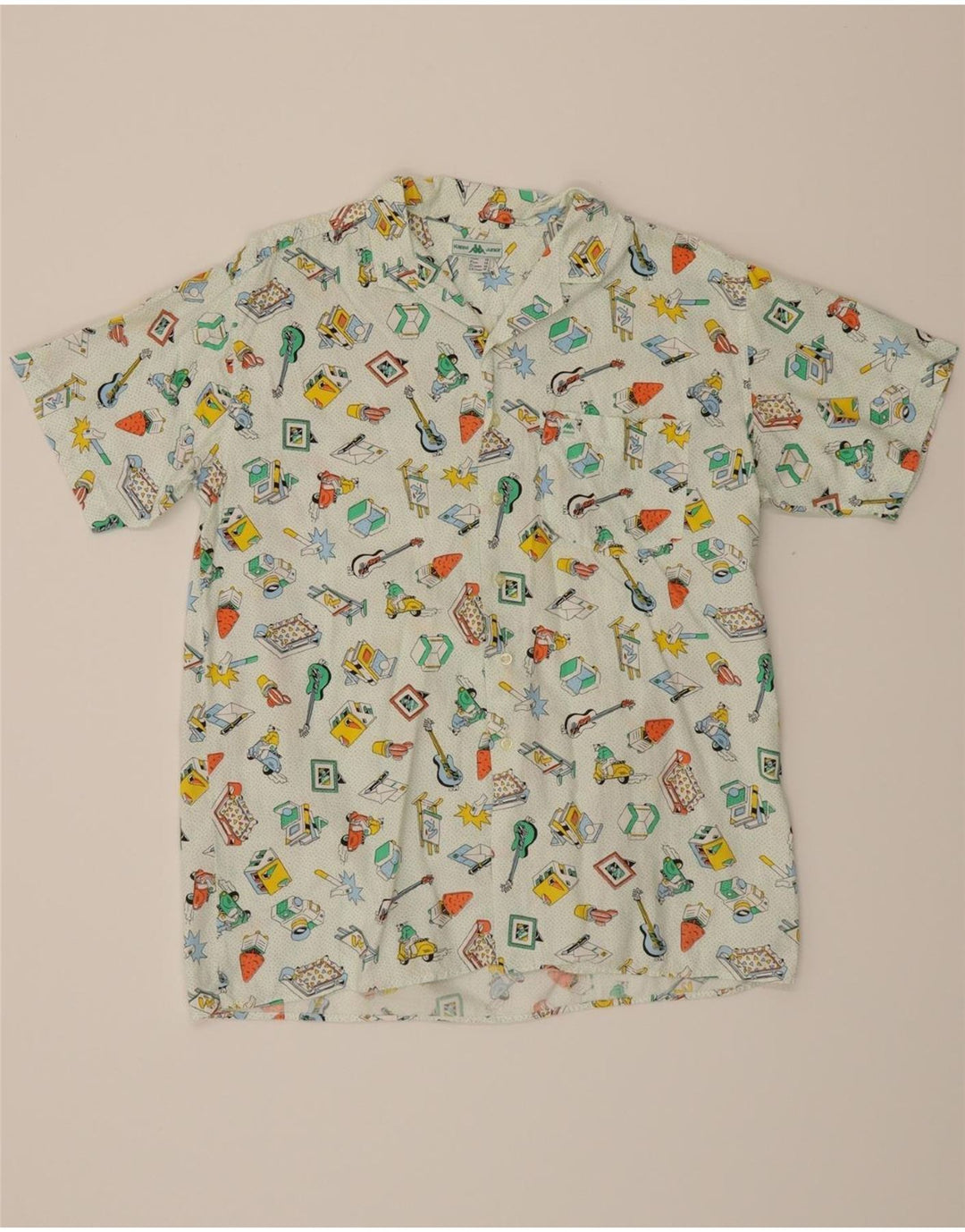 KAPPA Boys Graphic Short Sleeve Shirt 15-16 Years White Cotton Vintage Kappa and Second-Hand Kappa from Messina Hembry 