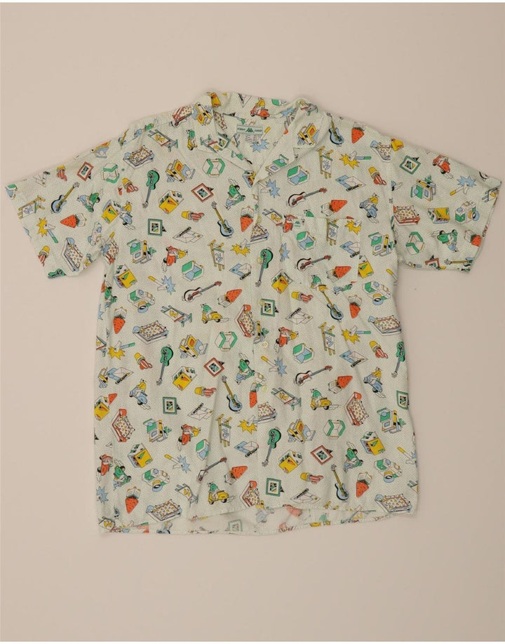KAPPA Boys Graphic Short Sleeve Shirt 15-16 Years White Cotton Vintage Kappa and Second-Hand Kappa from Messina Hembry 