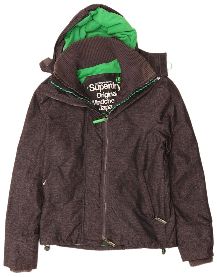 SUPERDRY Mens Windcheater Hooded Windbreaker Jacket UK 36 Small Grey