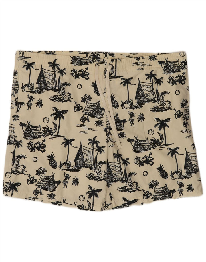 Sundek Herre grafiske svømmeshorts 2XL Off White Polyester