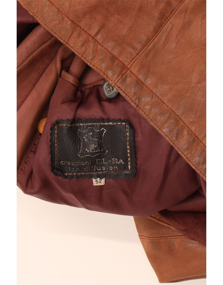 Vintage dame læderjakke IT 52 2XL Brun