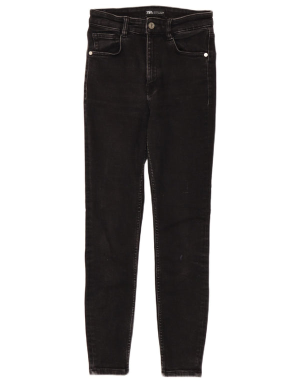 Zara Dame Distressed Skinny Jeans EU 36 XS W26 L26 Sort