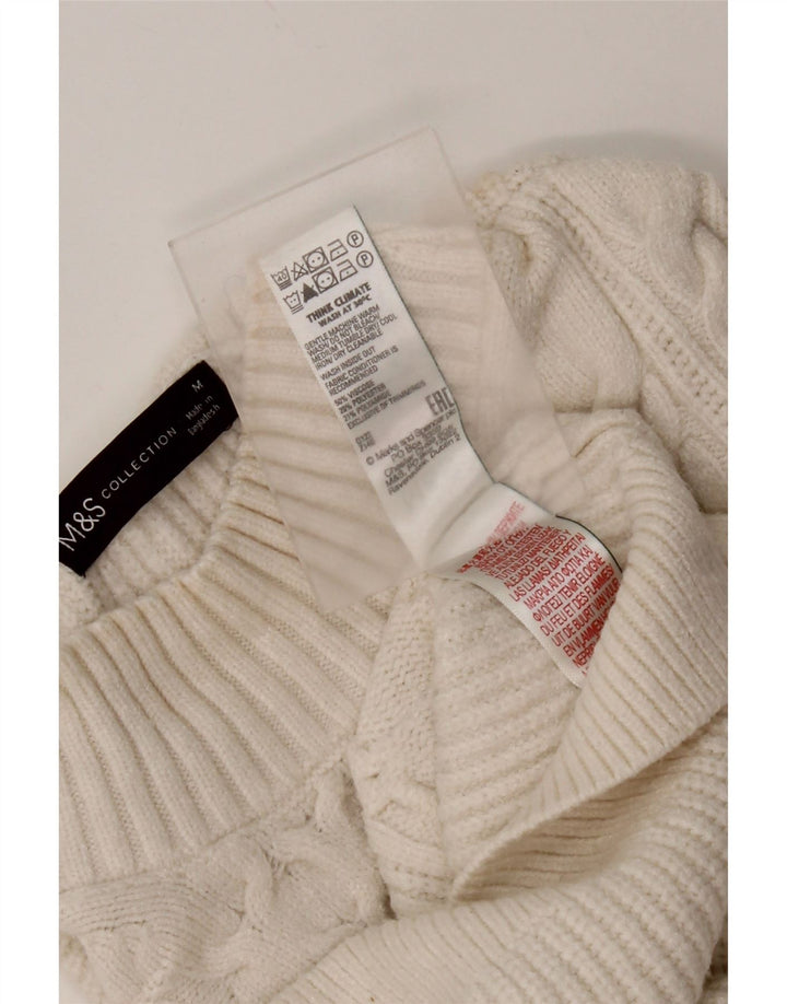 Marks & Spencer Dame Turtle Neck Jumper Sweater UK 14 Medium White