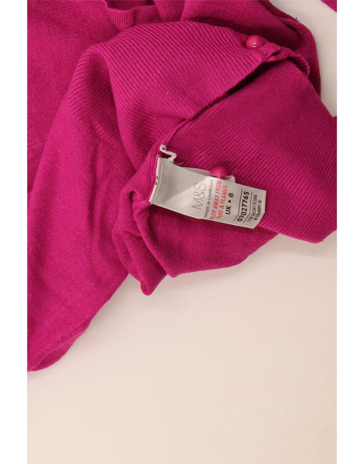 Marks & Spencer Dame Cardigan Sweater UK 8 Small Pink Viscose