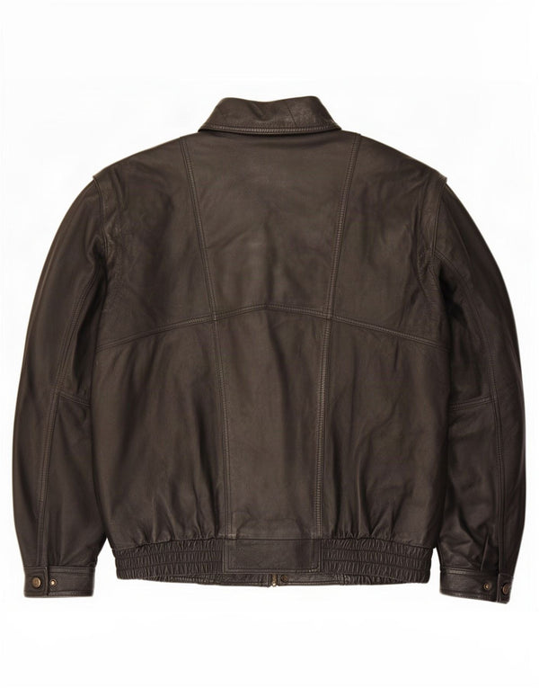 Vintage Mens Faux Leather Jacket UK 40 Large Black Polyester