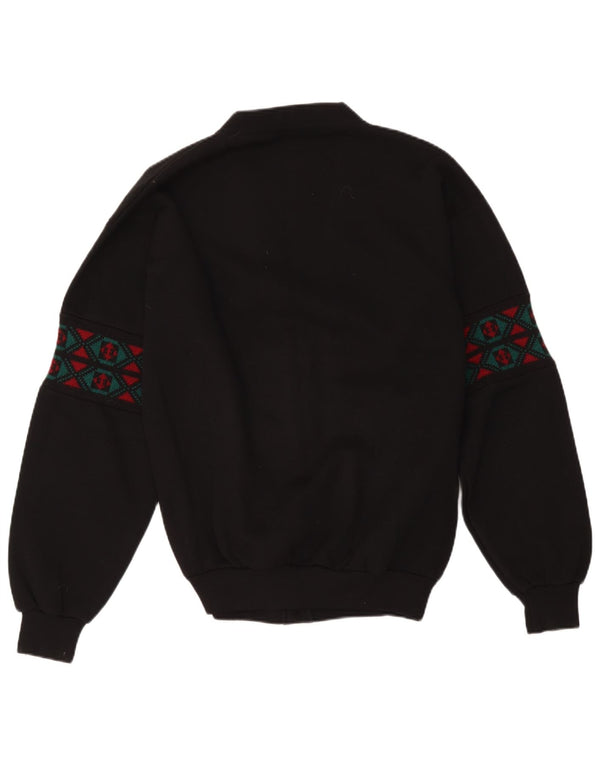 Sporting Club Mens Cardigan Sweater Large Black Geometric