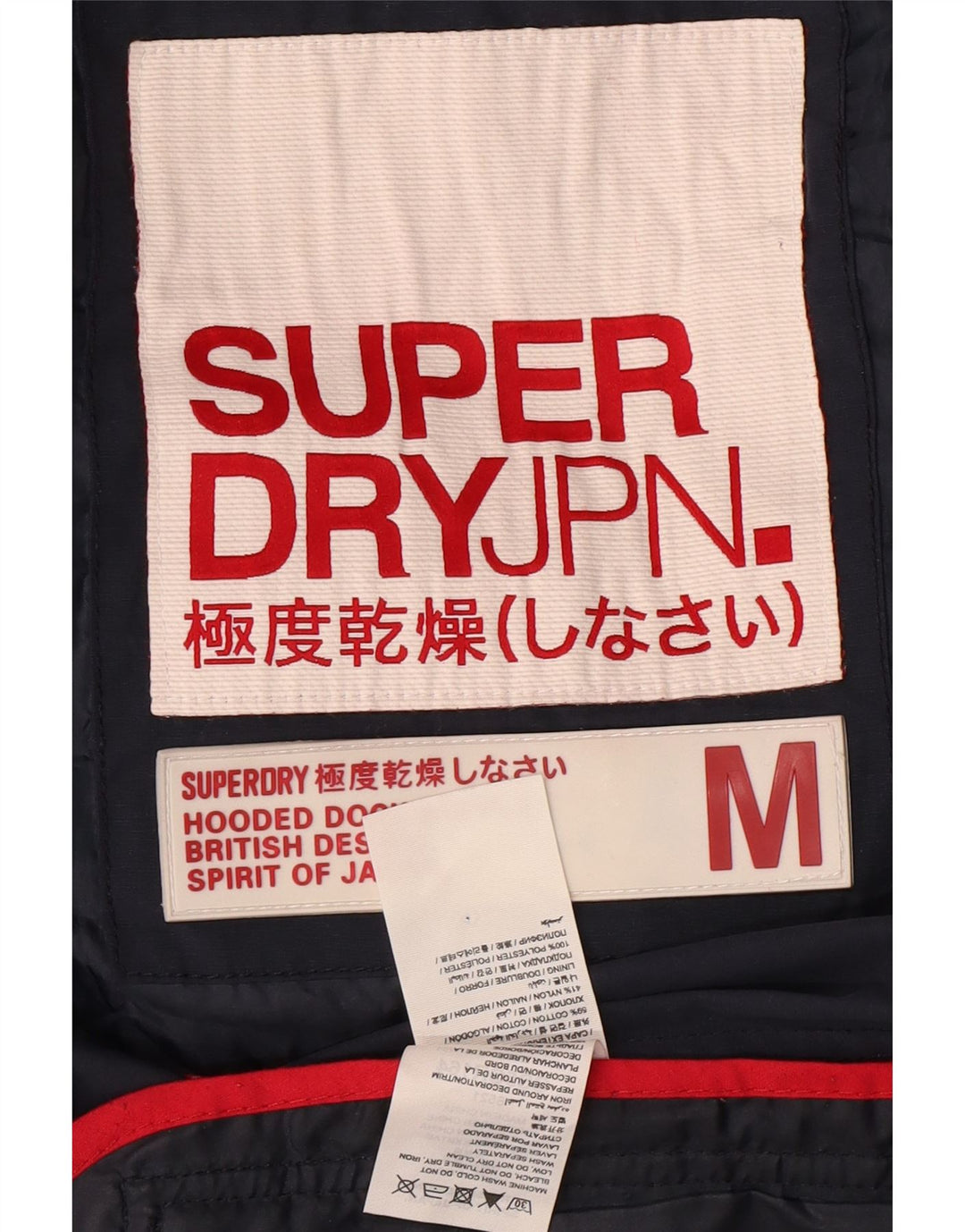 SUPERDRY Womens Hooded Duffle Jacket UK 14 Medium Navy Blue Cotton