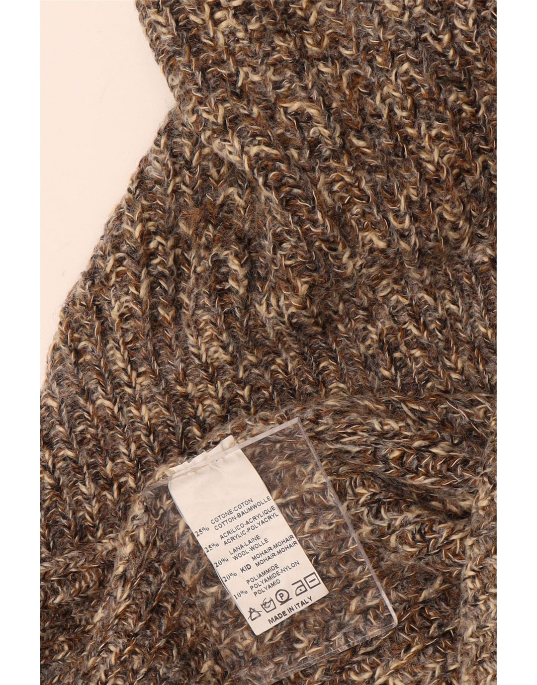 VINTAGE Dame Oversized V-hals sweater UK 18 XL Brun Flecked