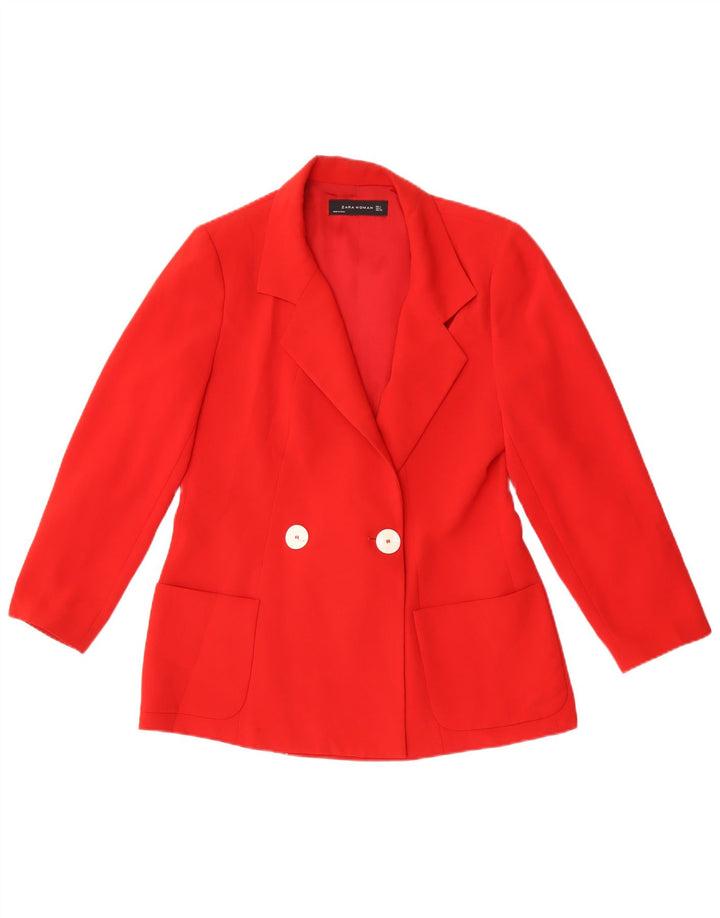 Zara Dame Dobbeltradet Blazer Jacket UK 14 Stor Rød Polyester