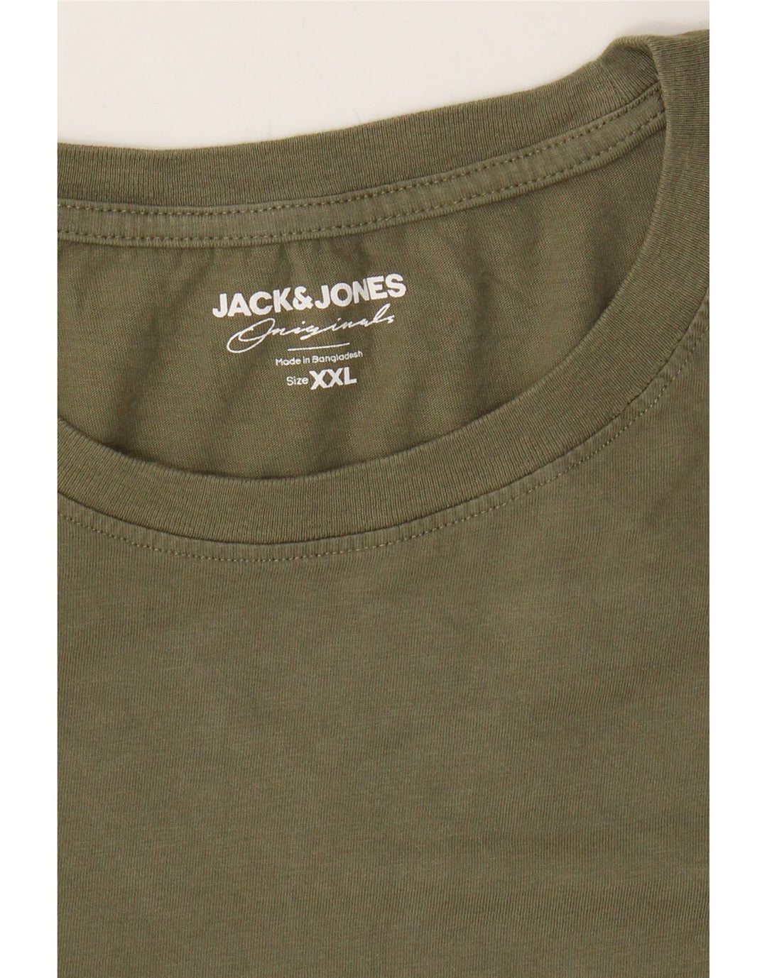 JACK & JONES Mens T-Shirt Top 2XL Khaki Cotton Vintage Jack & Jones and Second-Hand Jack & Jones from Messina Hembry 