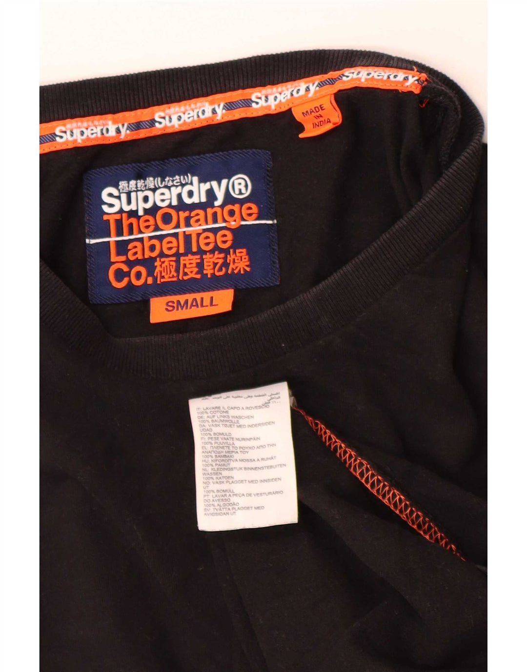 Superdry T-shirt top til mænd, lille sort bomuld