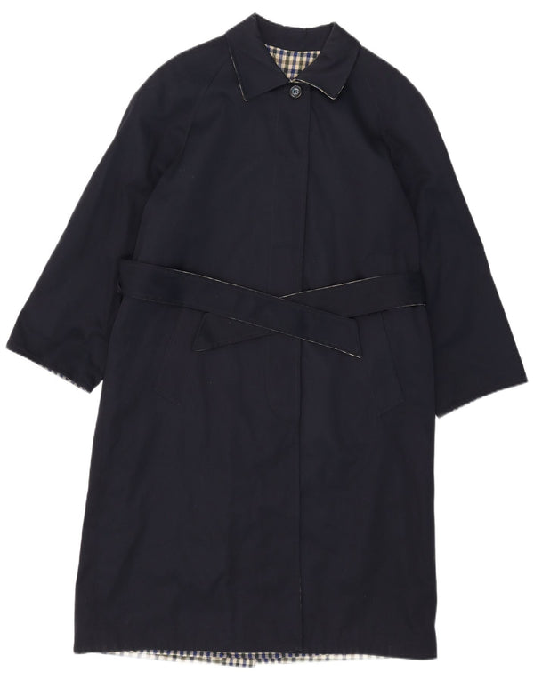 Vintage vendbar overfrakke til kvinder IT 42 Medium marineblå polyester