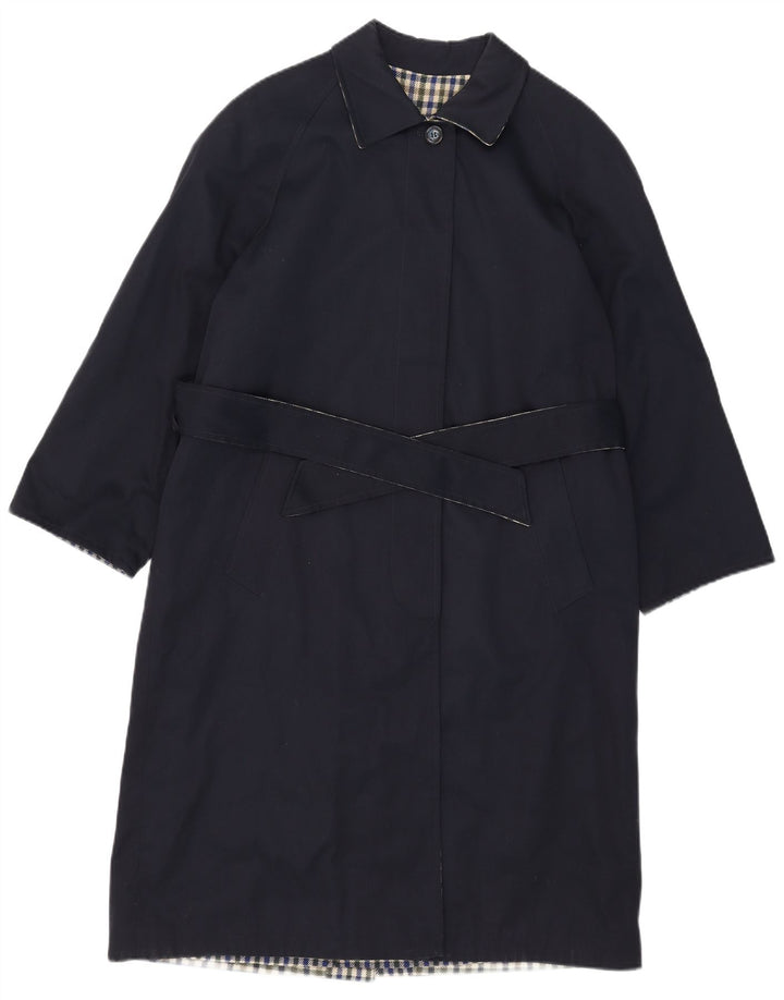 Vintage vendbar overfrakke til kvinder IT 42 Medium marineblå polyester