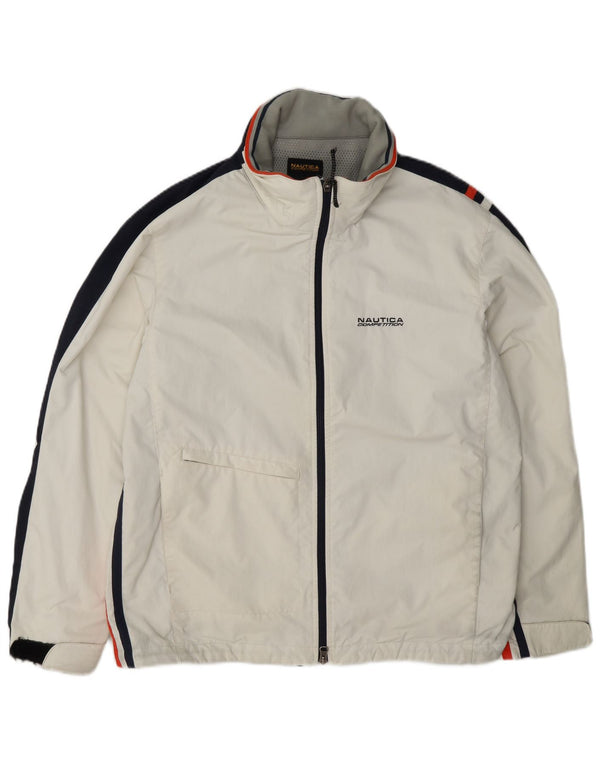 Nautica Herre Hooded Windbreaker Jacket UK 38 Medium White Colourblock Nylon