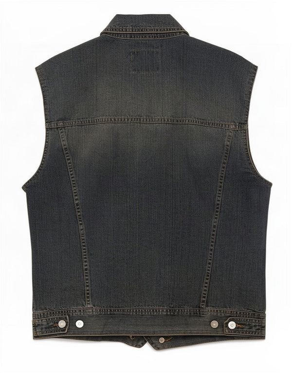Sisley Herre Denim Gilet UK 40 Large Blue Cotton