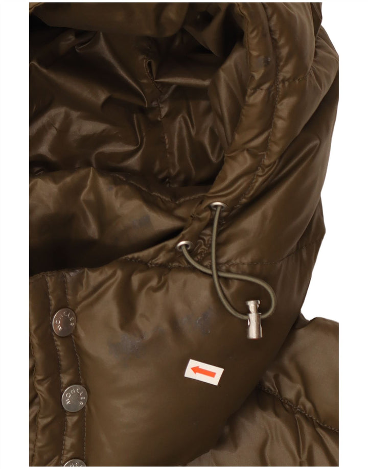 Moncler Herre grafisk hættepolstret jakke Størrelse 5 2XL Khaki Polyamid