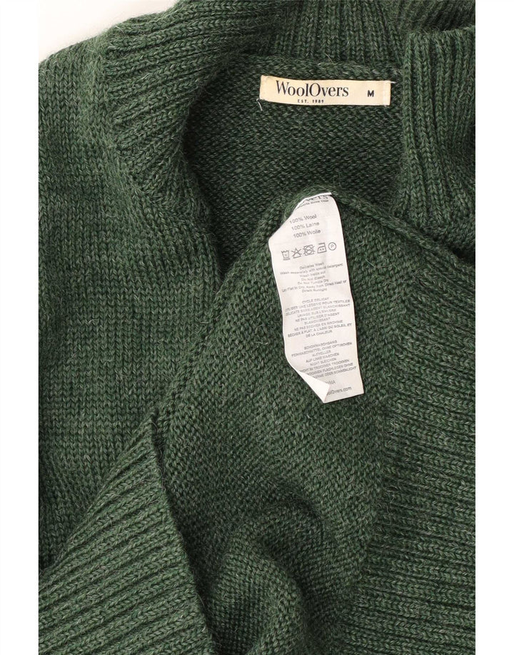 WoolOvers Herre Zip Neck Jumper Sweater Medium Grøn Uld
