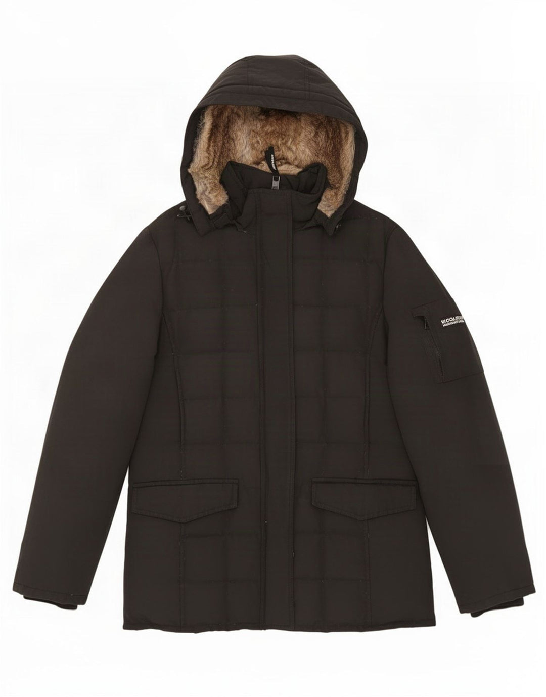 Woolrich Polstret hættejakke til kvinder UK 16 Large Black