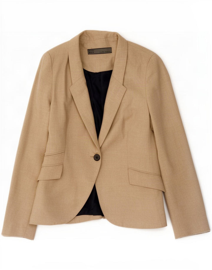 Zara Dame 1 Knap Blazer Jacket UK 12 Medium Beige